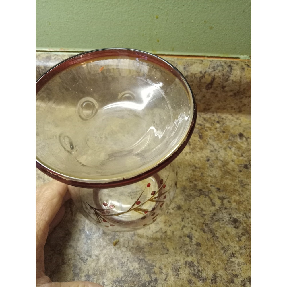 Yankee Candle 2012 Glass Wax Warmer Red Berry Branch Holiday Tart Burner Clear - Picture 2 of 4